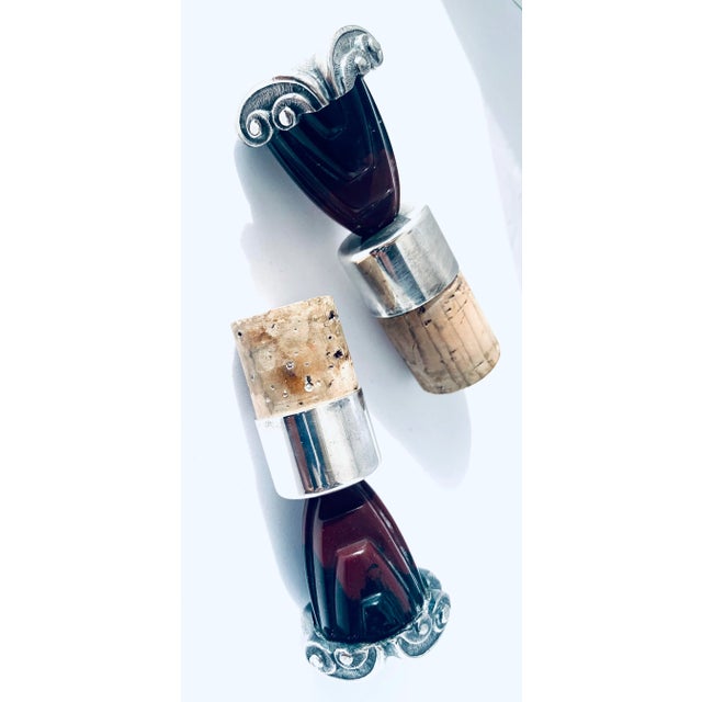 Antique Art Deco Decanters With Silver Neck and Silver & Bakelite Cork Stoppers - a Pair For Sale - Image 10 of 13