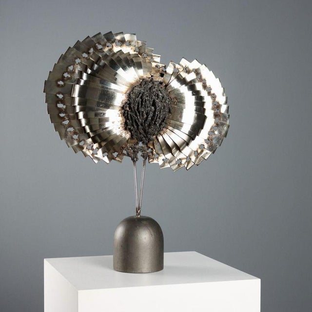 Sheet Metal Sculpture on Wood Base For Sale - Image 9 of 9