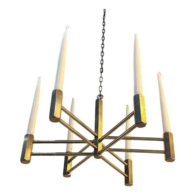 Bronze Candelabra Chandelier for Six Candles, 1960s For Sale
