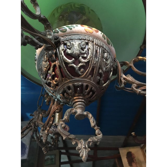 Vintage Glass and Metal Chandelier, 1950s For Sale - Image 4 of 18