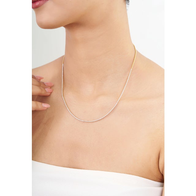 Not Yet Made - Made To Order 1.17ct Round Brilliant Diamond Tennis Necklace in 18k Yellow Gold- 18 Inch For Sale - Image 5 of 16