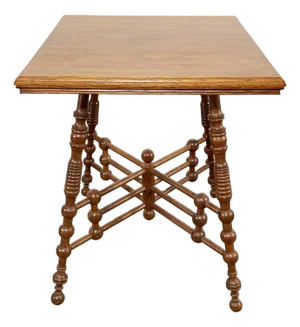 Antique Ornate Oak Wood Stick and Ball Table