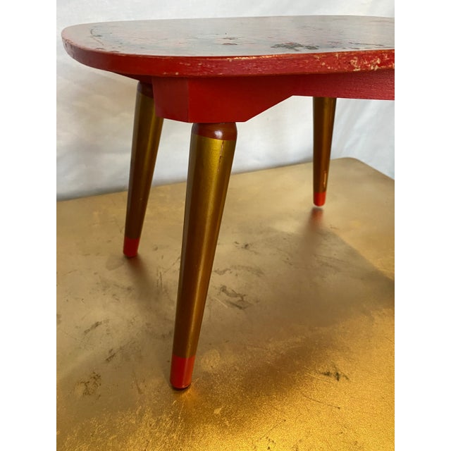 Mid-Century Modern 1950s Hand Painted Gilded Wooden Stool For Sale - Image 3 of 8