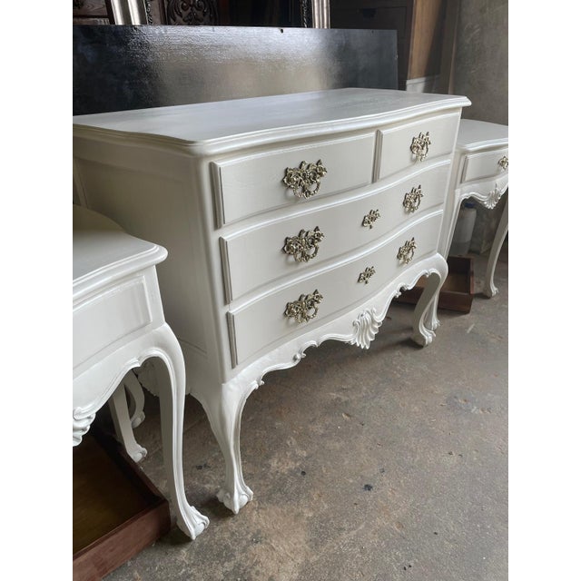 Elegant white lacquered dresser in the Dom João V style, inspired by Portuguese Baroque and Rococo craftsmanship of the...