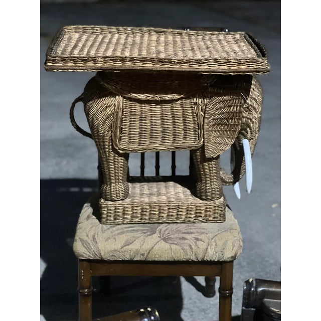 1970s 1970s Golden Wicker Elephant Tray Table For Sale - Image 5 of 6