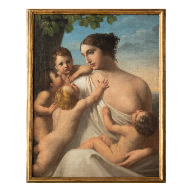 Semi Nude Allegory of Charity, 18th Century, Oil on Canvas For Sale