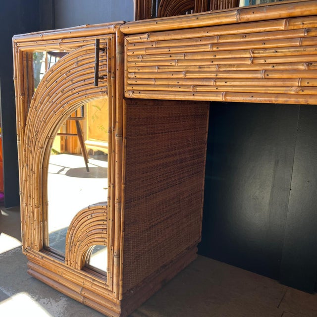Vintage Bamboo Dressing Table with Bamboo Framed Mirror For Sale - Image 6 of 16