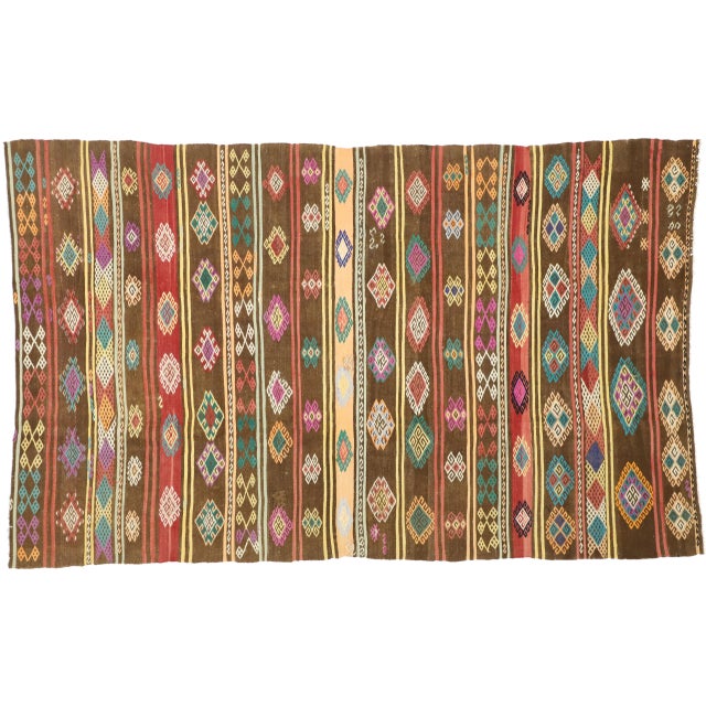 1950s Vintage Turkish Balikesir Jajim Kilim Rug - 6′10″ × 11′ For Sale - Image 9 of 10