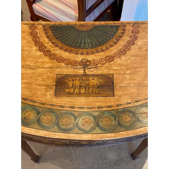 19th Century Italian Painted Demi-Lune Console Table For Sale - Image 11 of 14