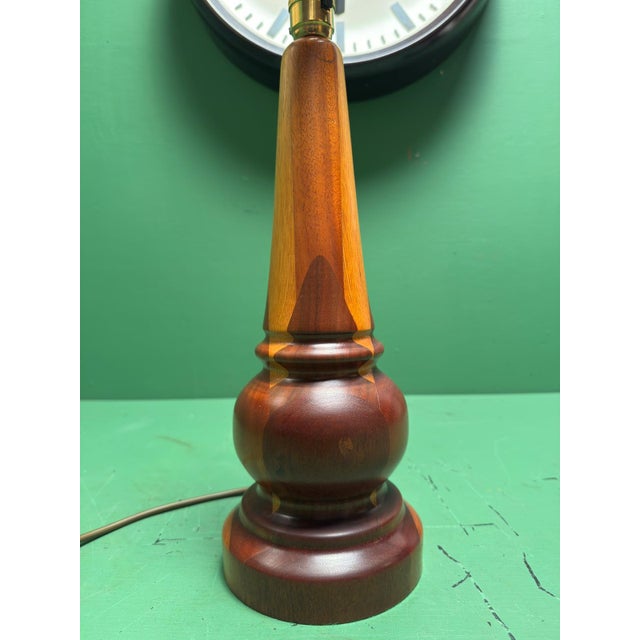 Wood Mid-Century Scandinavian Turned Teak Table Lamp, 1960s For Sale - Image 7 of 10