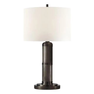 Thomas O'Brien by Visual Comfort Signature Longacre Small Table Lamp in Bronze with Linen Shade For Sale
