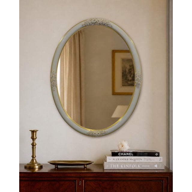 Italian Capodimonte Floral Mirror with White Porcelain Roses and Gilt Wood Frame from Giulio Tucci, 1970s For Sale - Image 9 of 10