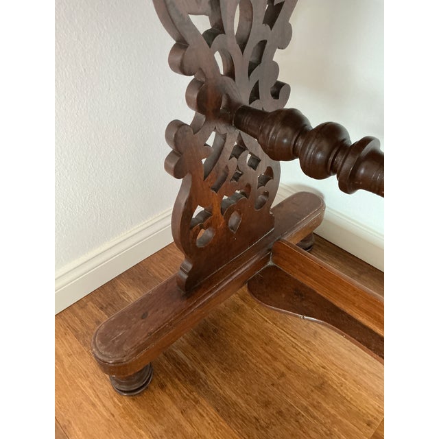 Antique Anglo-Indian Carved Hardwood Marble Top Vanity Dressing Table For Sale - Image 12 of 17