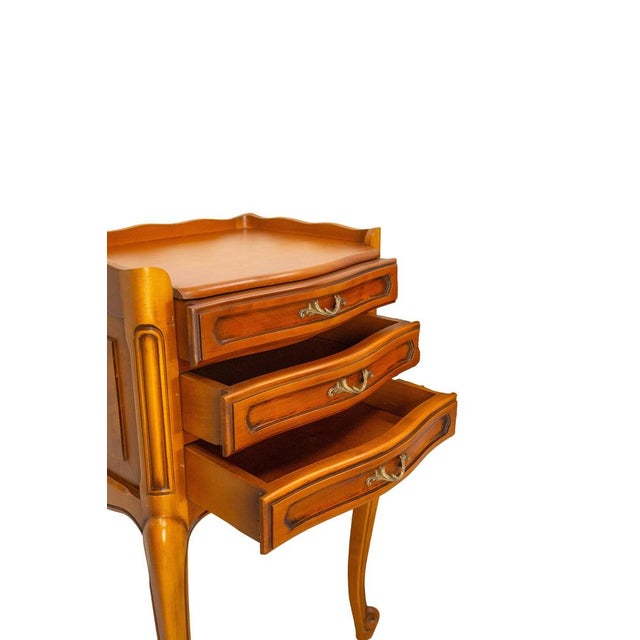 French Louis XV Style Nightstands in Cherrywood, 1970s, Set of 2 For Sale - Image 9 of 10