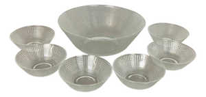 German Glass Shells by Wilhelm Wagenfeld for VLG Weisswasser, 1960s, Set of 7