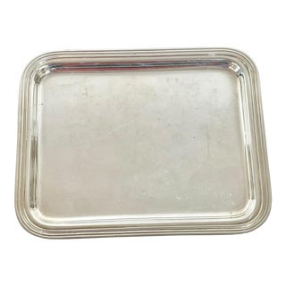 Vintage Puiforcat Paris Art Deco Silverplate Serving Tray Salver For Sale