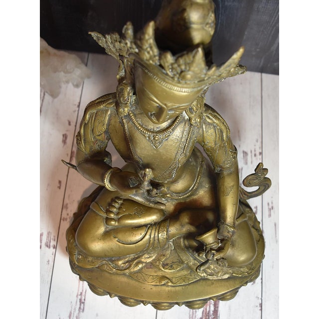 Metal 16.75" Tibetan Vajrasattva Bronze Buddha Statuary For Sale - Image 7 of 18