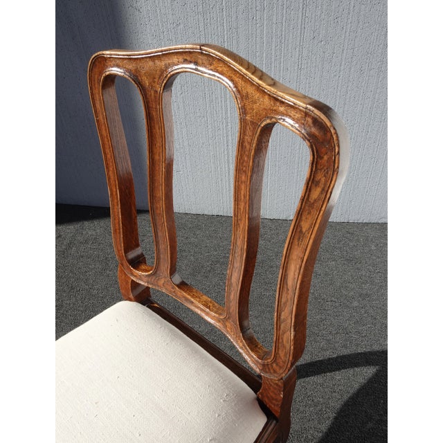 Six Vintage French Country Oak White Dining Room Chairs For Sale In Los Angeles - Image 6 of 12