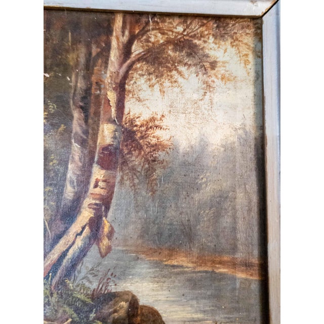Green 19th Century American Hudson River School Painting of Birch Tree Attributed to Julie Hart Beers For Sale - Image 8 of 15