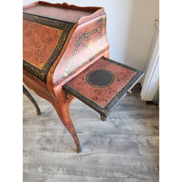 Oxblood Red Late 20th Century Louis XV Leather Wrapped Ladies Desk by Theodore Alexander For Sale - Image 8 of 15