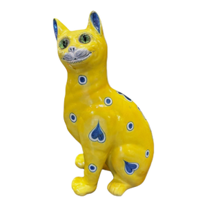 Late 19th Century Yellow Emile Gallé Cat Statue