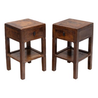 Pair of Chinese Square Corner End Tables, C. 1850 For Sale