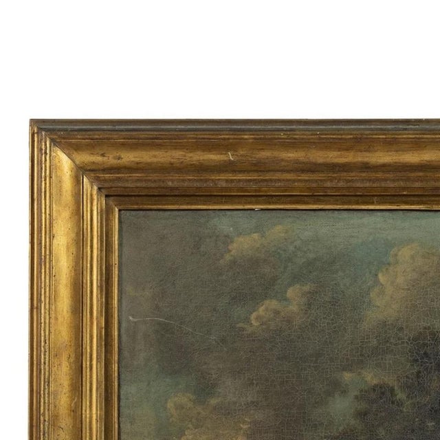 Painting - European School. "Landscape with Figures". Oil on canvas, 19th century. Dimensions: 54 cm x 67 cm.