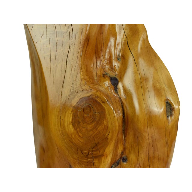 Handmade Modern Minimal Live Edge Tall Wall Hanging Solid Polished Wood Slab Sculpture Art For Sale - Image 10 of 18