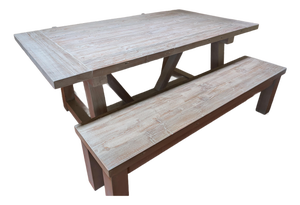 Restoration Hardware Grey Salvaged Wood Dining Table and Bench