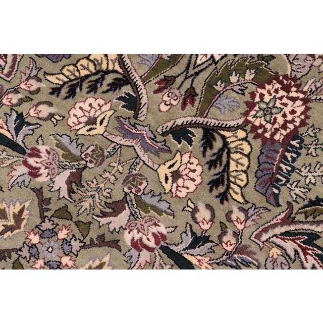 1990s Shabby Chic Floral 1990's Pak-Persian Green/Gray Wool Round Rug- 6'3'' X 6'4'' For Sale - Image 5 of 9