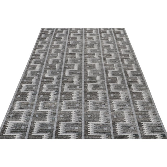 Not Yet Made - Made To Order Rug & Kilim’s Scandinavian Outdoor Rug With Gray Geometric Patterns - 5'x8' For Sale - Image 5 of 7