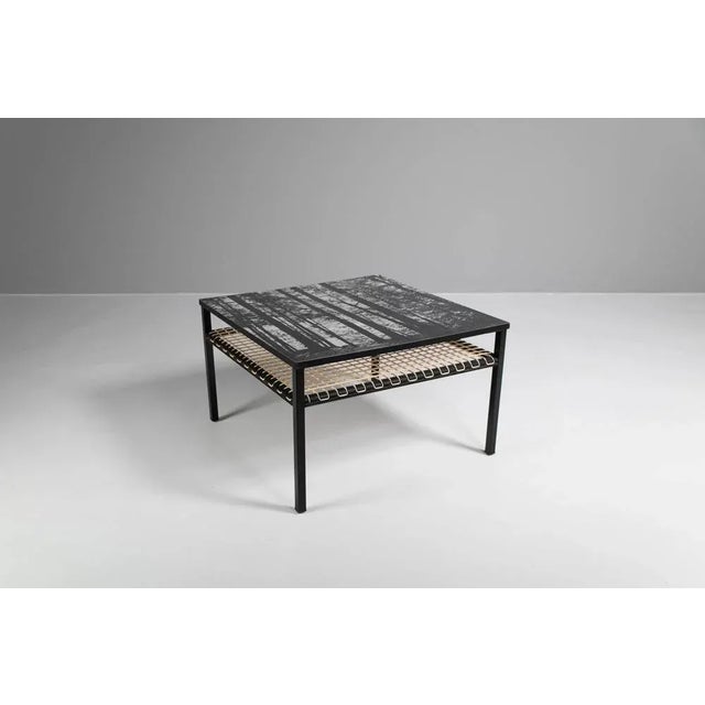 Coffee Table with Printed Resopal Top by Georges Adrien Tigia, 1960s, in Restored conditions. Designed 1960 to 1969 I have...