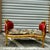 1990s Red Velvet Tufted French Marquis Bench With Artistic Fabric Accents For Sale - Image 12 of 12