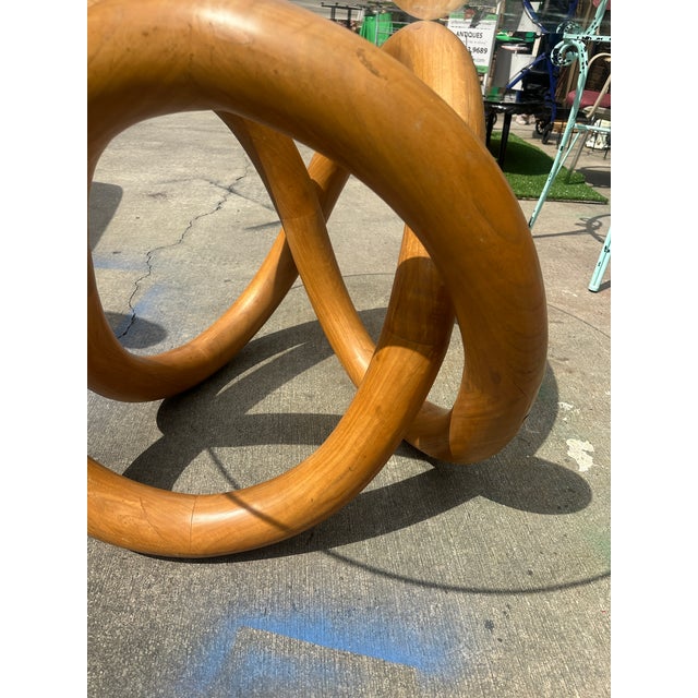 Abstract 1970s Wooden Knot Dining Table and Glass Top For Sale - Image 3 of 12