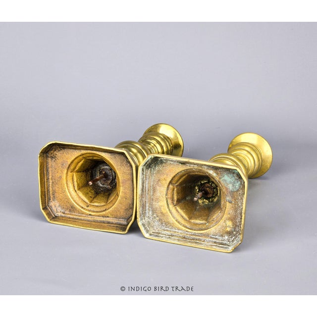 Metal 1820's English Brass Beehive Push-Up Candlestick Holders Set of 2 For Sale - Image 7 of 7