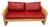 Wood and Red Leather Sofa from Sprenger Möbel, Switzerland, 2000s For Sale