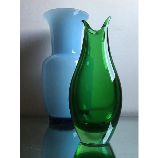 Mid-Century Modern Green Glass Vase, 1950s For Sale - Image 3 of 9