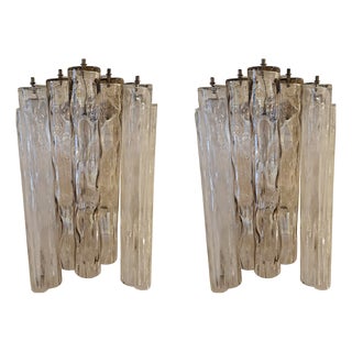 Large Tiered Murano Glass Wall Lights from Made Murano Glass, 1960s, Set of 2 For Sale