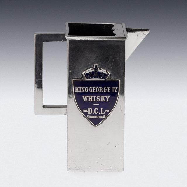 20th Century Art Deco Silver Plated & Enamel Water Jug from King George IV Whisky , 1920s For Sale - Image 13 of 18