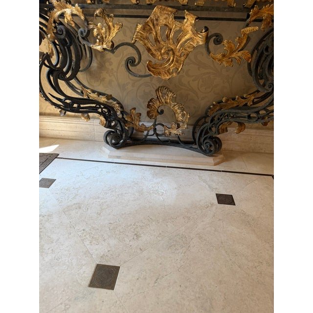 Gilt Iron & Stone Top Console –Rose Tarlow– Hand‑Forged Scrollwork & Classical Elegance For Sale - Image 17 of 18
