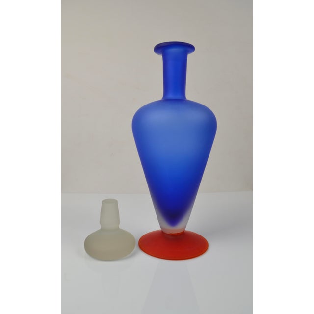 1980s Vintage Art Frosted Glass Bottle, 1980s For Sale - Image 5 of 11