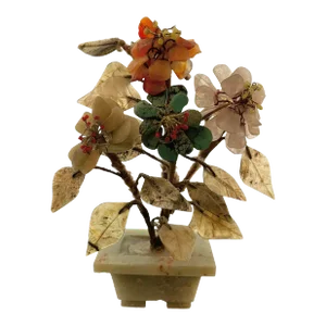 1920s Miniature Chinese Hard Stone Jade Tree