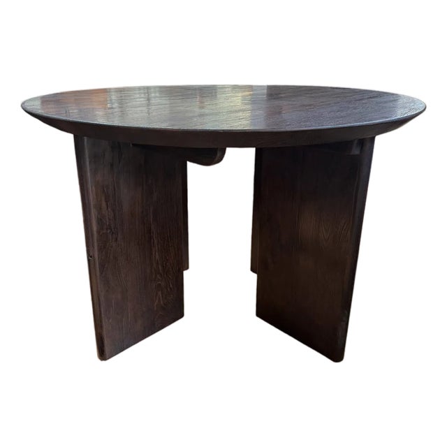 Large Teak Wood Table, Espresso Finish, Modern Organic For Sale
