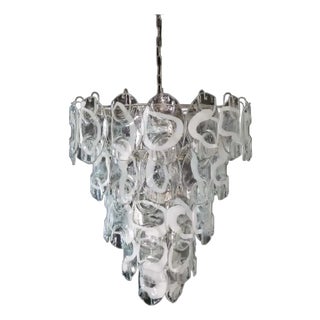 Italian Murano Chandelier Lamp Vistosi – 50 Clean and White Lattimio Glasses For Sale