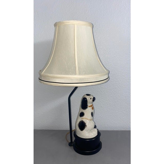 1930s Staffordshire Dog Lamp by Frederick Cooper With Original Shade For Sale In Orlando - Image 6 of 11