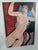 Large Modernist Reclining Female Nude Original Oil Painting on Canvas, Mid-20th Century For Sale - Image 9 of 13