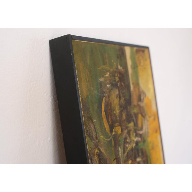 Yellow Vintage Mid Century D Myers Vertical Abstract Painting For Sale - Image 8 of 9