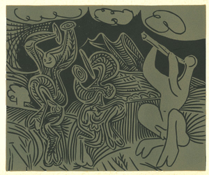Danseurs et Musicien - Linocut Reproduction After Pablo Picasso - 1962 1962