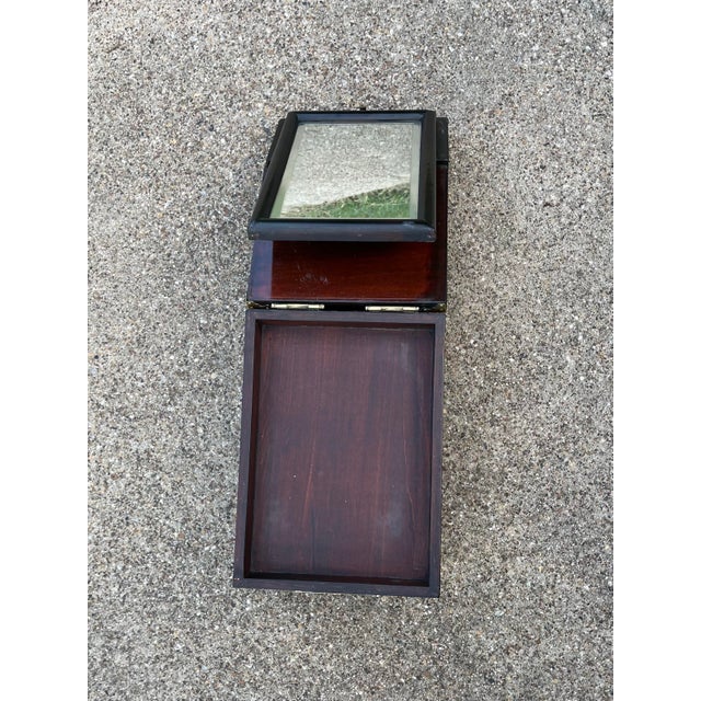 1930s 1930s Vintage Chinese Hardwood Traveling Vanity Shaving Mirror Box & Drawer For Sale - Image 5 of 12