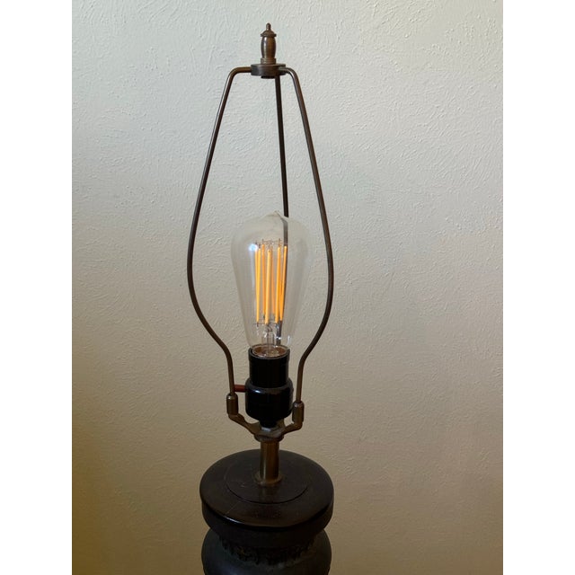 Bronze Mid-Century James Mont Style American Chinese Archaic Form Bronze Lamp For Sale - Image 8 of 9
